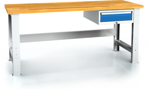 Pracovní stůl alcera PROFI - deska - noha - noha - závěsný kontejner 700 - 1055 x 2000 x 700 -  Pracovní stůl alcera PROFI - deska - noha - noha - závěsný kontejner 700 - 1055 x 2000 x 700 alcera P20 K01 modrý